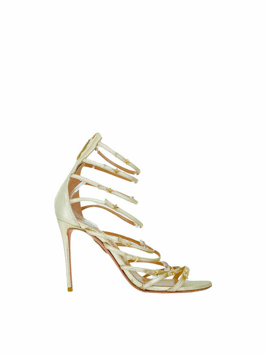 AQUAZZURA Ankle Strap Metallic Gold Heeled Sandals