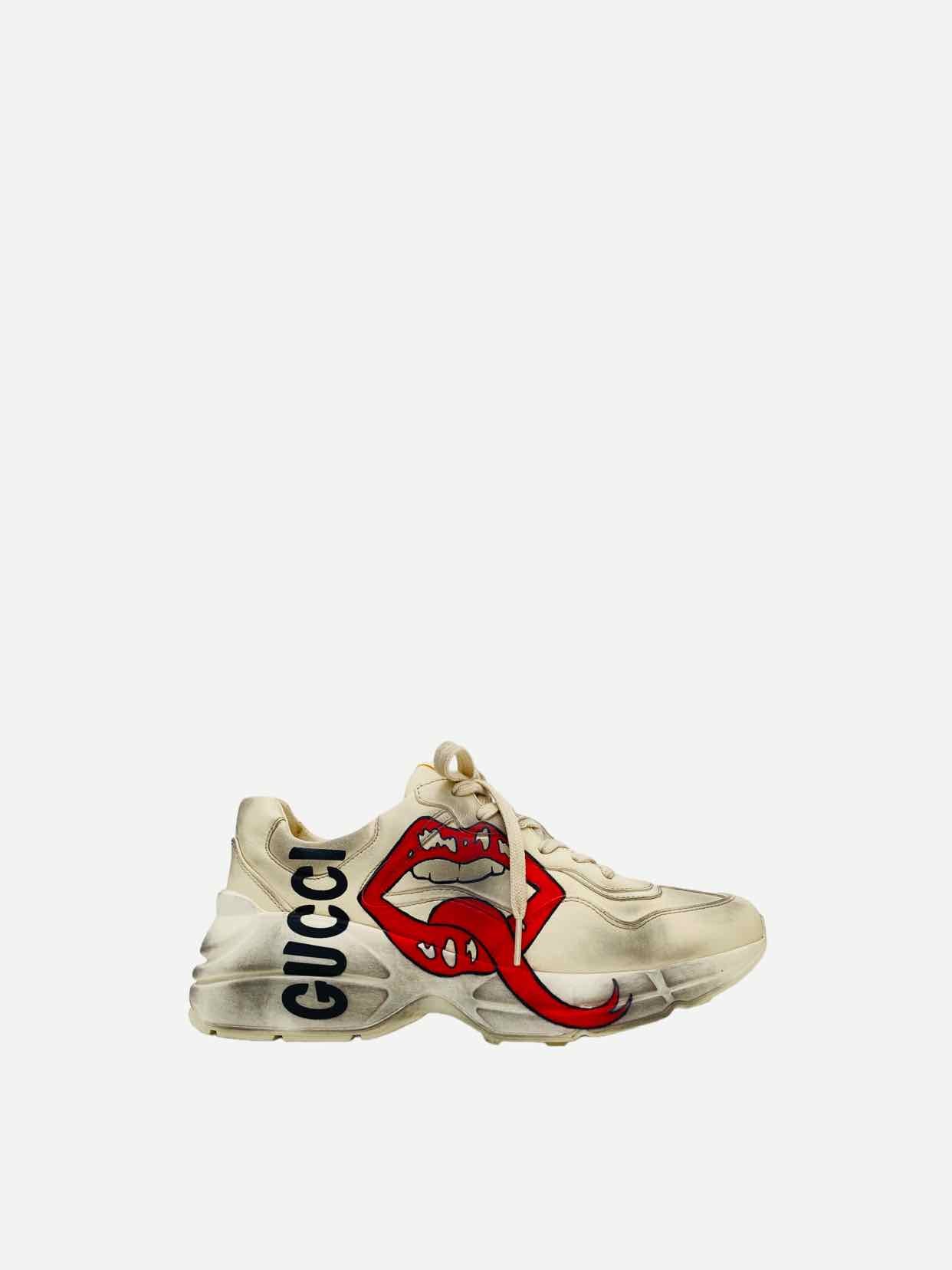GUCCI Rython Off-white Mouth Print Sneakers