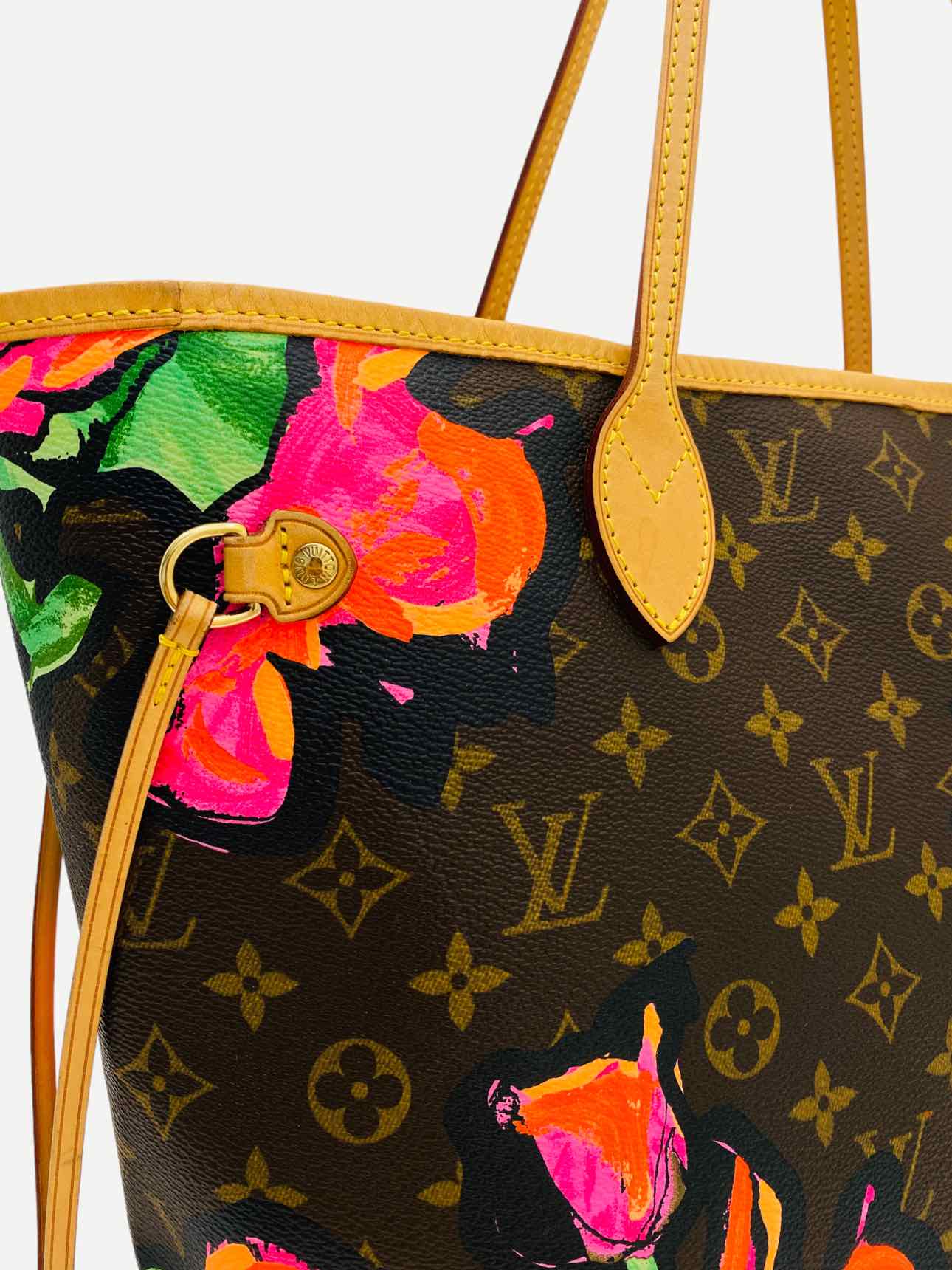 Pre - loved LOUIS VUITTON Roses Neverfull Brown w/ Pink Tote Bag at Reems Closet