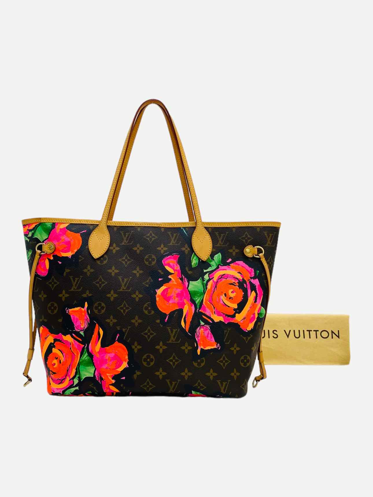 Pre - loved LOUIS VUITTON Roses Neverfull Brown w/ Pink Tote Bag at Reems Closet