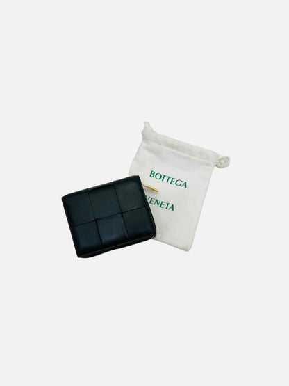BOTTEGA VENETA Bi-Fold Zip Black Compact Wallet