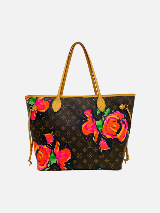 LOUIS VUITTON Roses Neverfull Brown w/ Pink Tote Bag