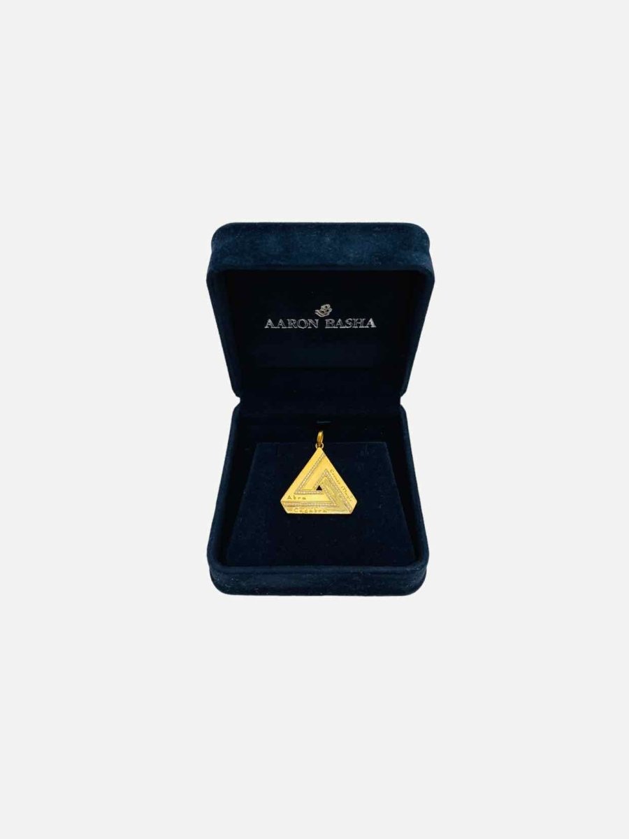 Pre-loved AARON BASHA Abracadabra Triangle Yellow Gold Pendant from Reems Closet