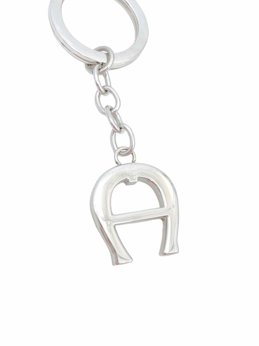 Pre - loved AIGNER Logo Silver Key Chain at Reems Closet