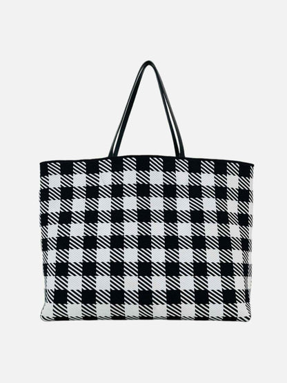 Pre-loved ALAIA Houndstooth Tweed Black & White Tote Bag from Reems Closet