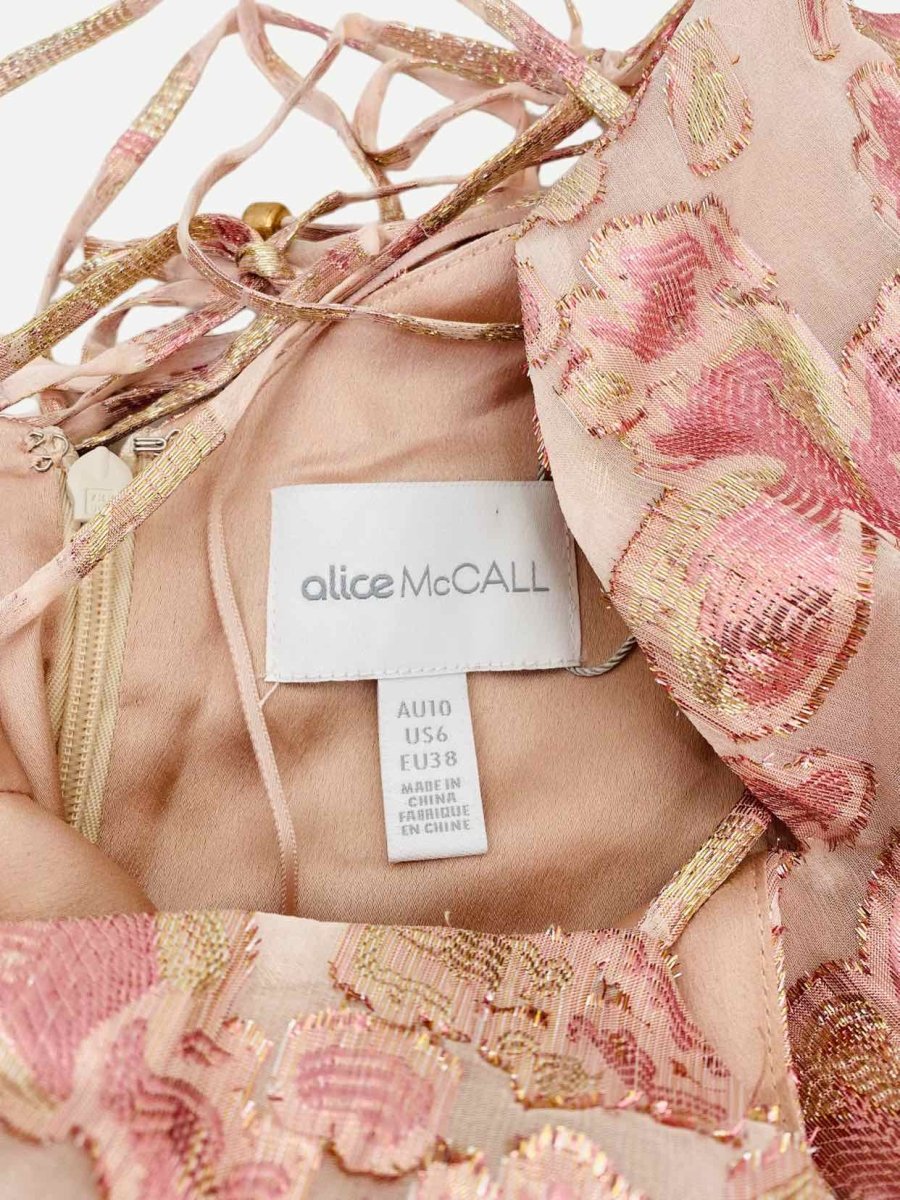 Pre-loved ALICE MCCALL Metallic Peach Jacquard Long Dress - Reems Closet