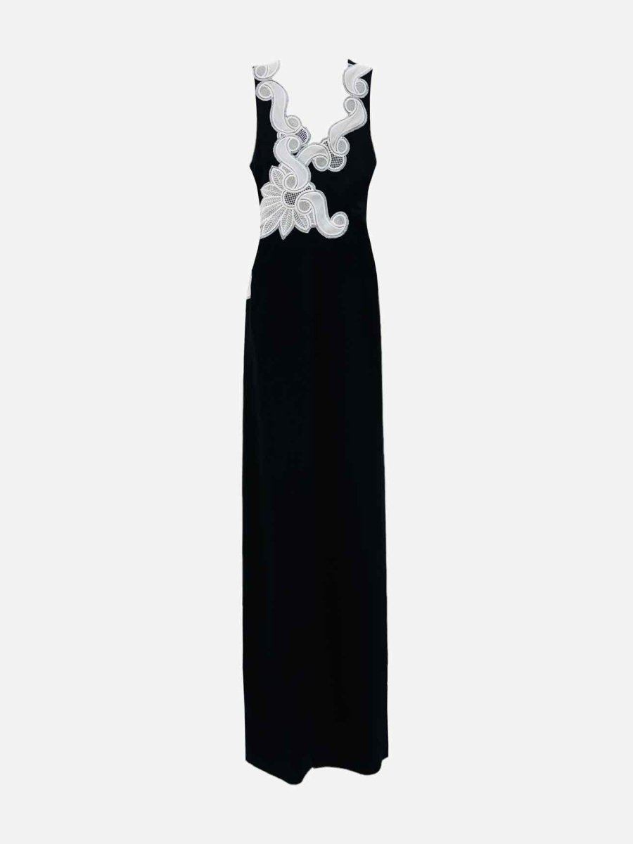 Pre-loved ANTONIO BERARDI Black & White Embroidered Evening Dress from Reems Closet