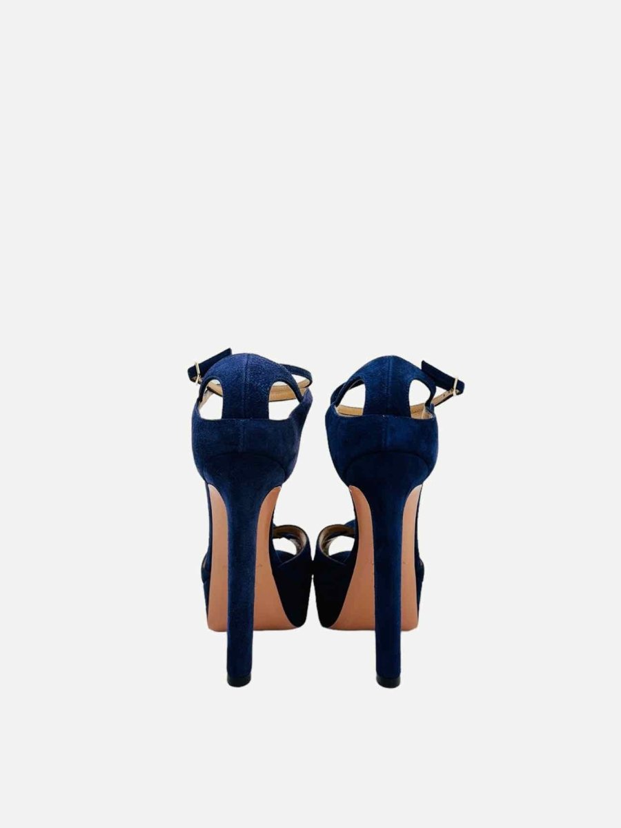 Pre-loved AQUAZZURA Ankle Strap Navy Blue Heeled Sandals from Reems Closet