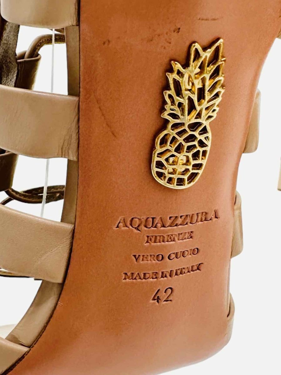 Pre-loved AQUAZZURA Gladiator Beige Heeled Sandals from Reems Closet