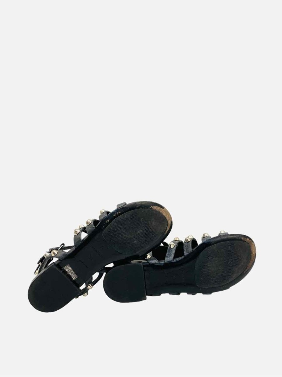 Pre-loved BALENCIAGA Gladiator Black Giant Studded Sandals - Reems Closet