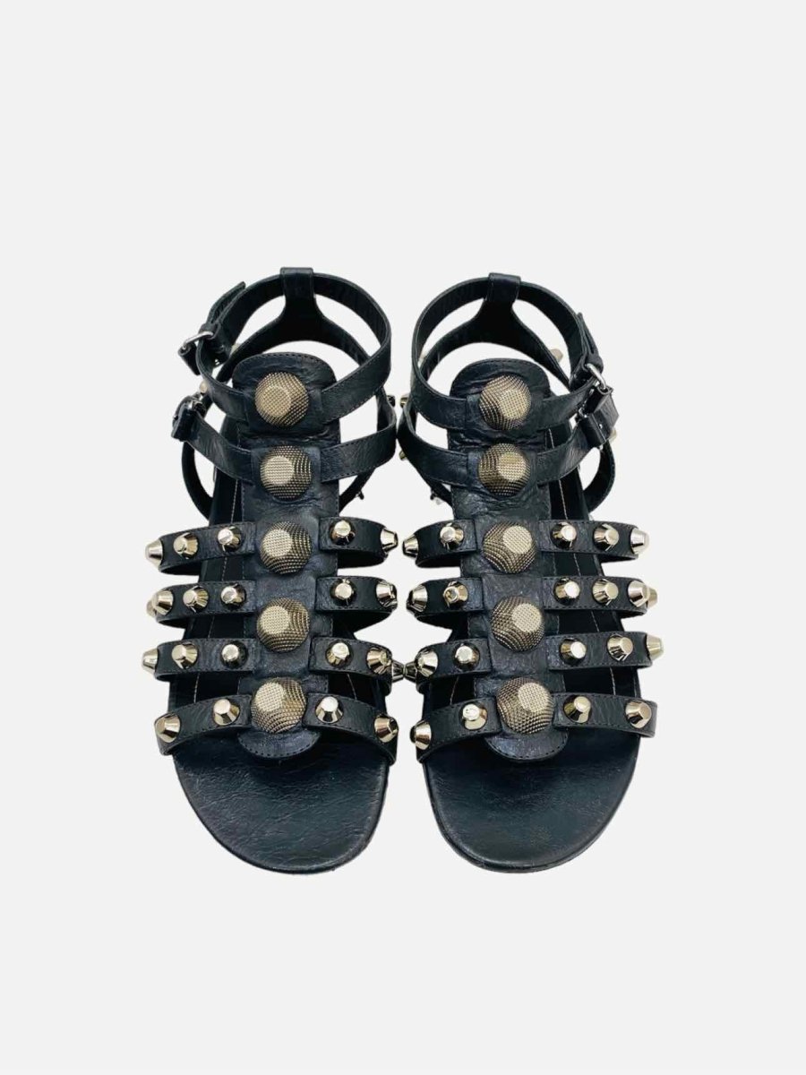Pre-loved BALENCIAGA Gladiator Black Giant Studded Sandals - Reems Closet