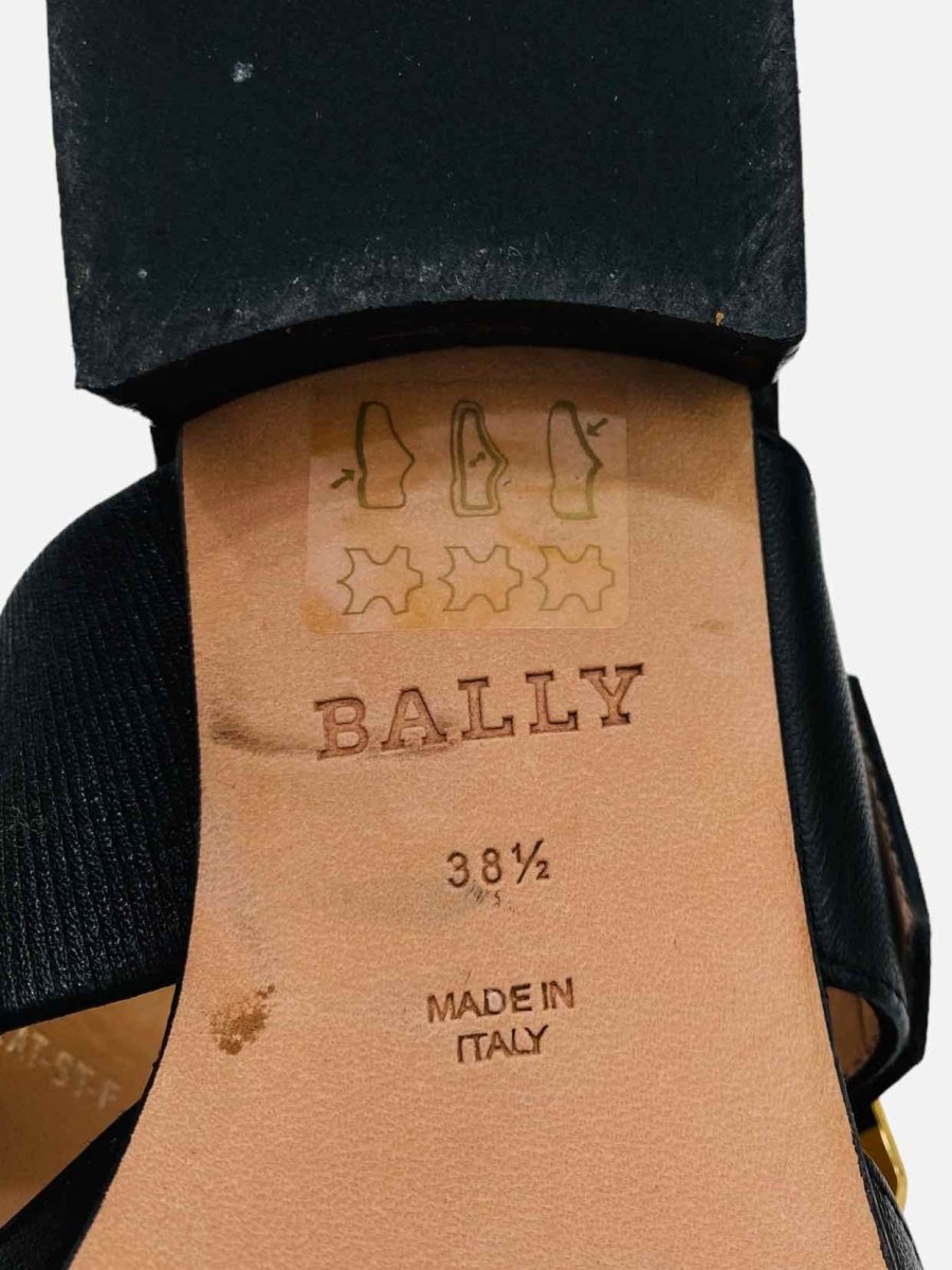 Pre-loved BALLY Jemina Black Crystal Buckle Flat Shoes - Reems Closet