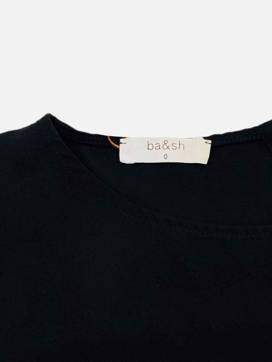Pre-loved BA&SH Ruched Sleeves Black Mini Dress - Reems Closet