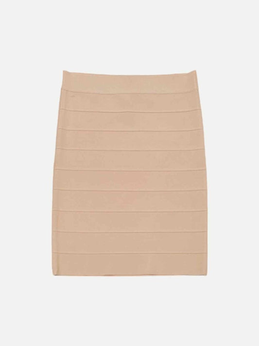 Pre - loved BCBG MAXAZRIA Bandage Beige Mini Skirt at Reems Closet