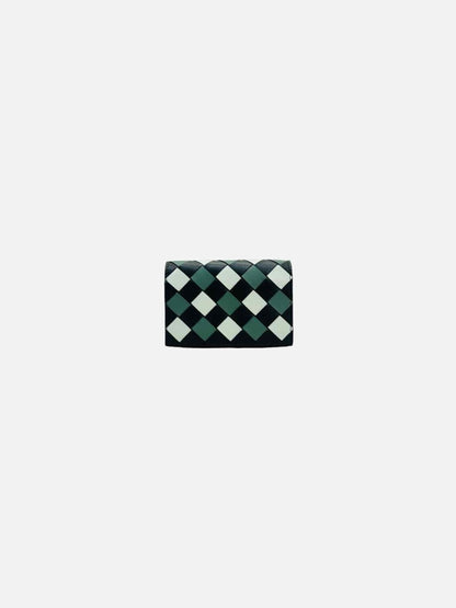 Pre-loved BOTTEGA VENETA Black, Green & Black Compact Wallet from Reems Closet