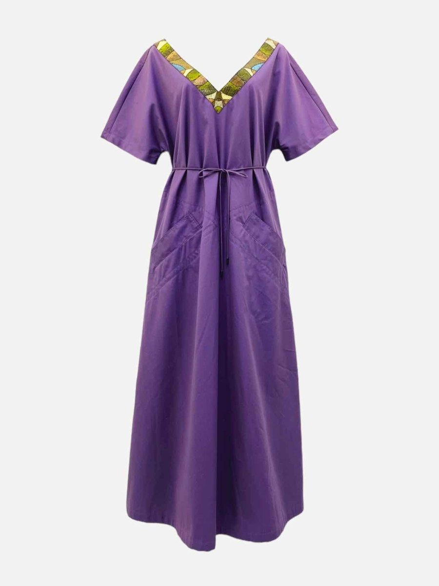 Pre-loved BOTTEGA VENETA Purple Snakeskin Trim Long Dress - Reems Closet
