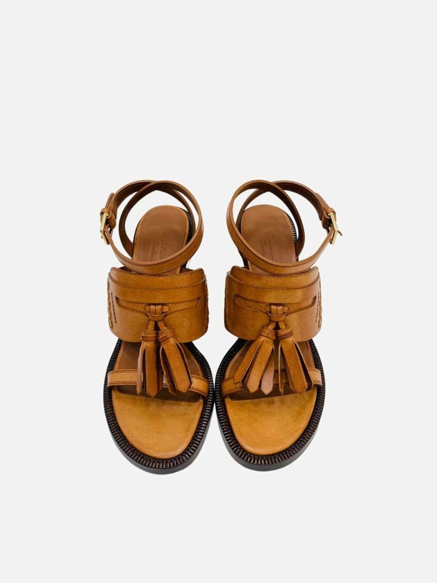 Pre-loved BURBERRY Bethany Tan Heeled Sandals - Reems Closet