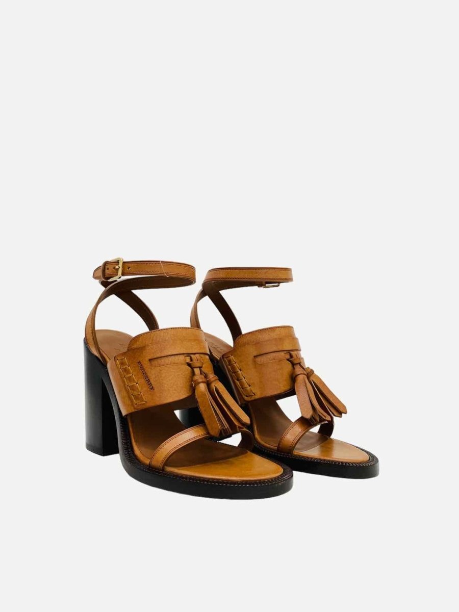 Pre-loved BURBERRY Bethany Tan Heeled Sandals - Reems Closet