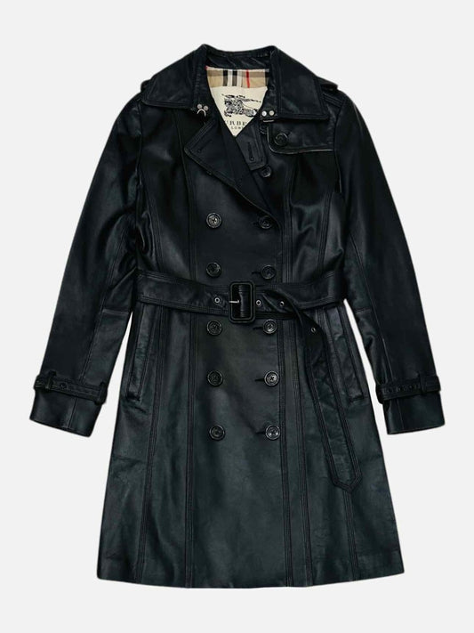 Pre-loved BURBERRY LONDON Double Breasted Black Trench Coat from Reems Closet