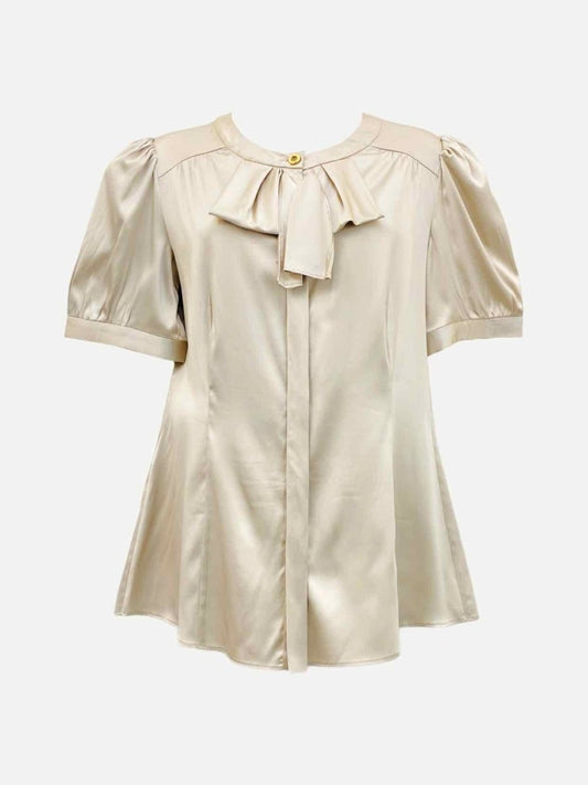 Pre-loved CAROLINA HERRERA Short Sleeve Grey Blouse - Reems Closet