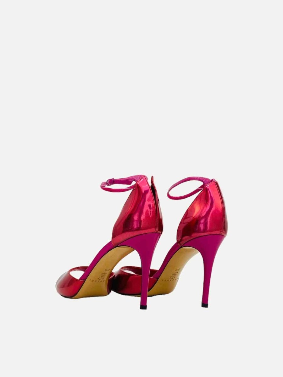Pre-loved CASADEI Ankle Strap Metallic Pink Heeled Sandals - Reems Closet