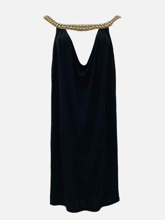 Pre - loved CELINE Black Embellished Neckline Cocktail Dress at Reems Closet