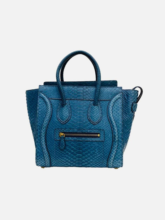 Pre-loved CELINE Mini Luggage Blue Tote Bag - Reems Closet
