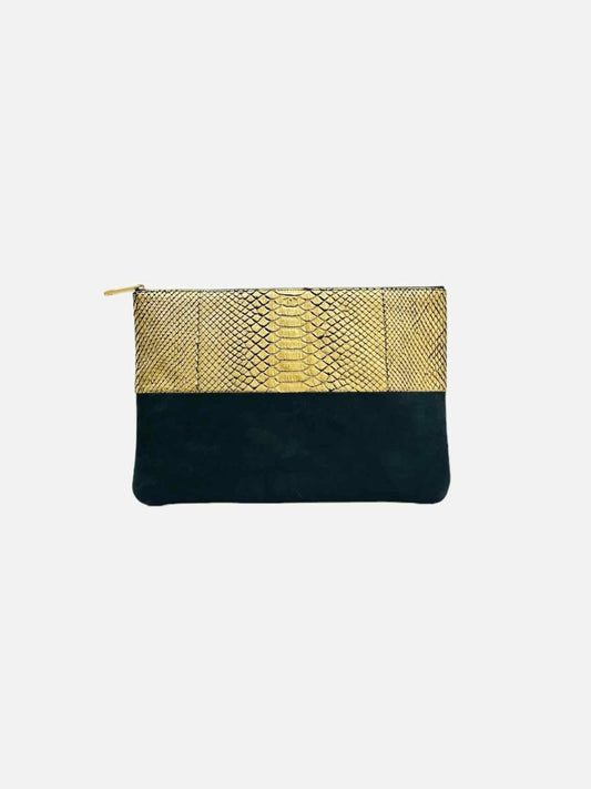 Pre-loved CHANEL Black & Gold Pouch from Reems Closet