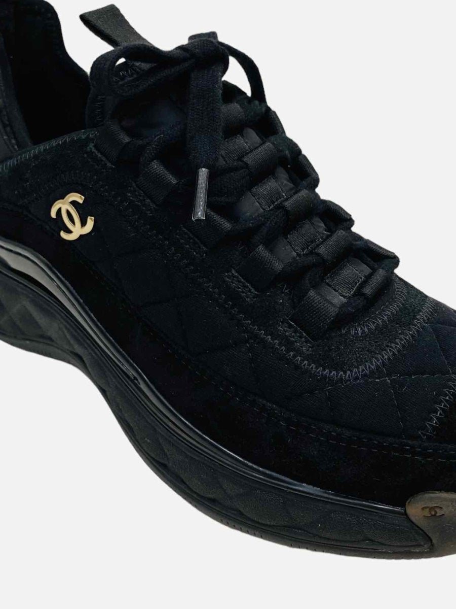 Pre-loved CHANEL Black Quilted Sneakers - Reems Closet