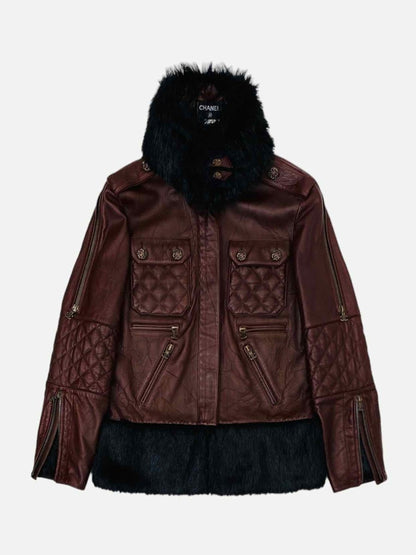 Pre - loved CHANEL Burgundy Quilted Jacket at Reems Closet