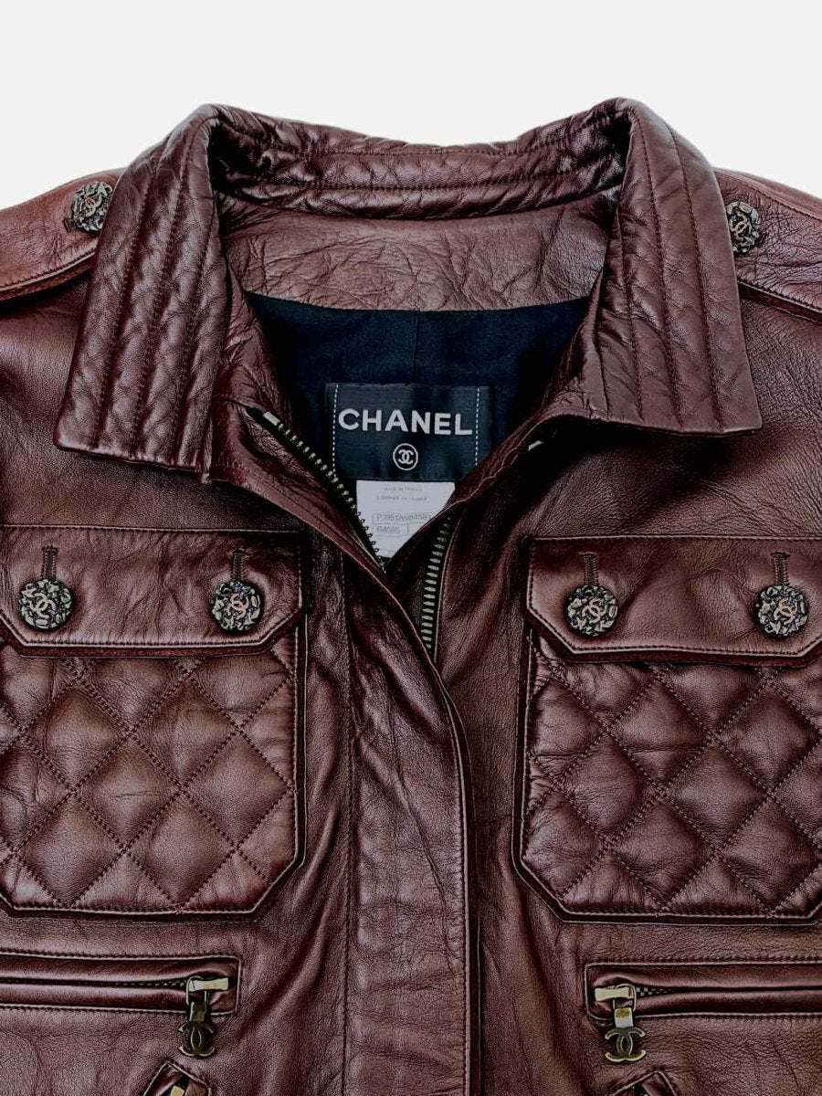 Pre-loved CHANEL Burgundy Quilted Jacket - Reems Closet