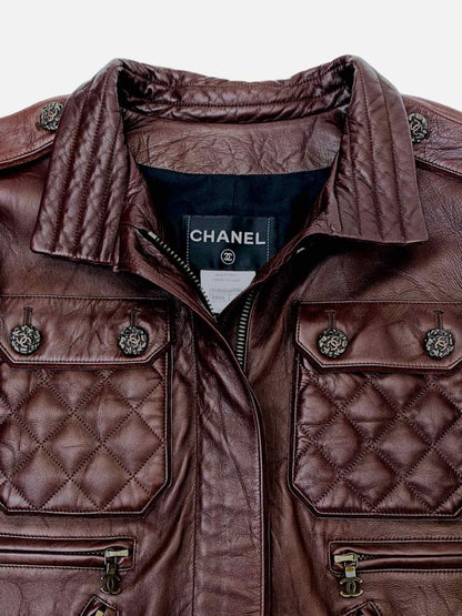 Pre - loved CHANEL Burgundy Quilted Jacket at Reems Closet