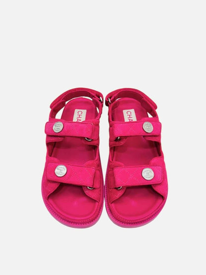 Pre-loved CHANEL Dad Pink Quilted Sandals from Reems Closet