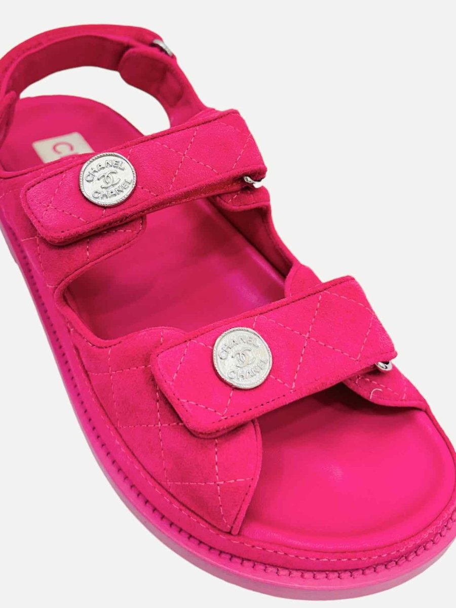 Pre-loved CHANEL Dad Pink Quilted Sandals from Reems Closet