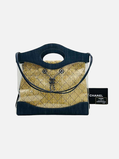 Pre-loved CHANEL Denim 31 Blue & Clear Shopping Handbag from Reems Closet