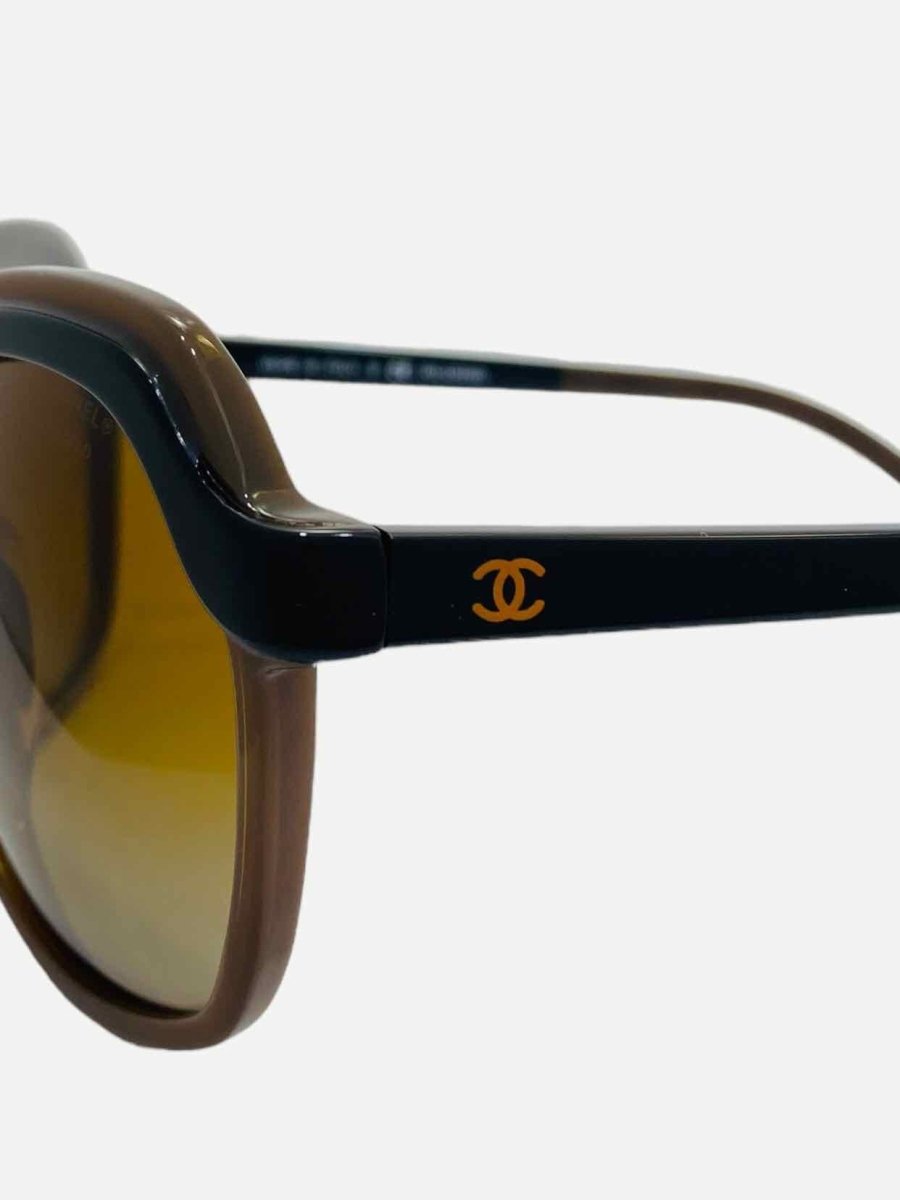 Pre-loved CHANEL Oversized Brown & Black Sunglasses - Reems Closet