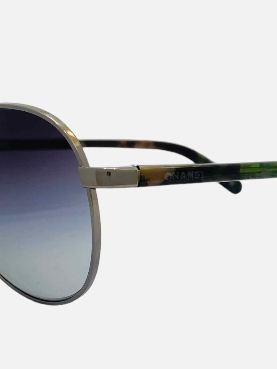 Pre-loved CHANEL Oversized Gun Metal Sunglasses - Reems Closet
