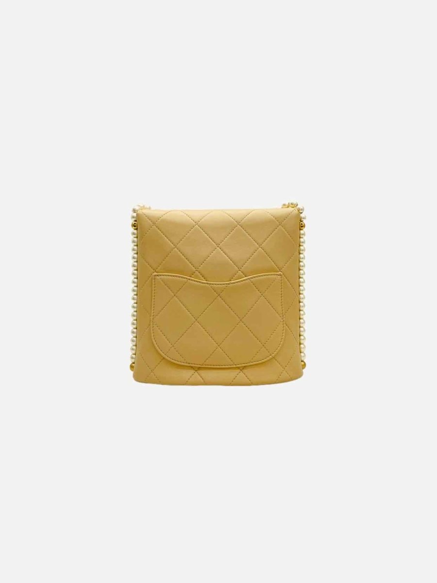 Pre-loved CHANEL Pearl Chain Flap Beige Quilted Crossbody - Reems Closet