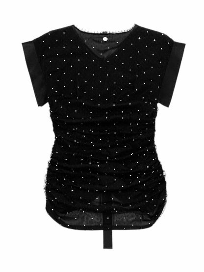 Pre-loved CHANEL Ruched Black Crystal Embellished Top from Reems Closet