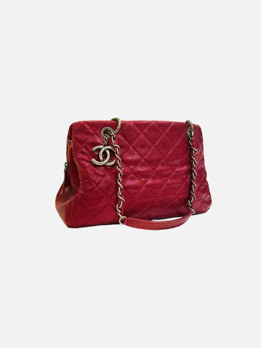 Pre-loved CHANEL Shopper Burgundy Quilted Tote Bag - Reems Closet