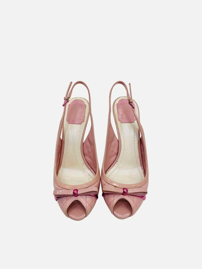 Pre-loved CHRISTIAN DIOR Cannage Pink Quilted Slingbacks - Reems Closet