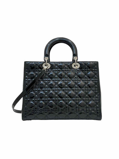 Pre - loved CHRISTIAN DIOR Lady Dior Black Quilted Top Handle at Reems Closet