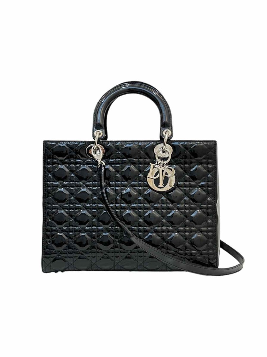 Pre-loved CHRISTIAN DIOR Lady Dior Black Quilted Top Handle - Reems Closet