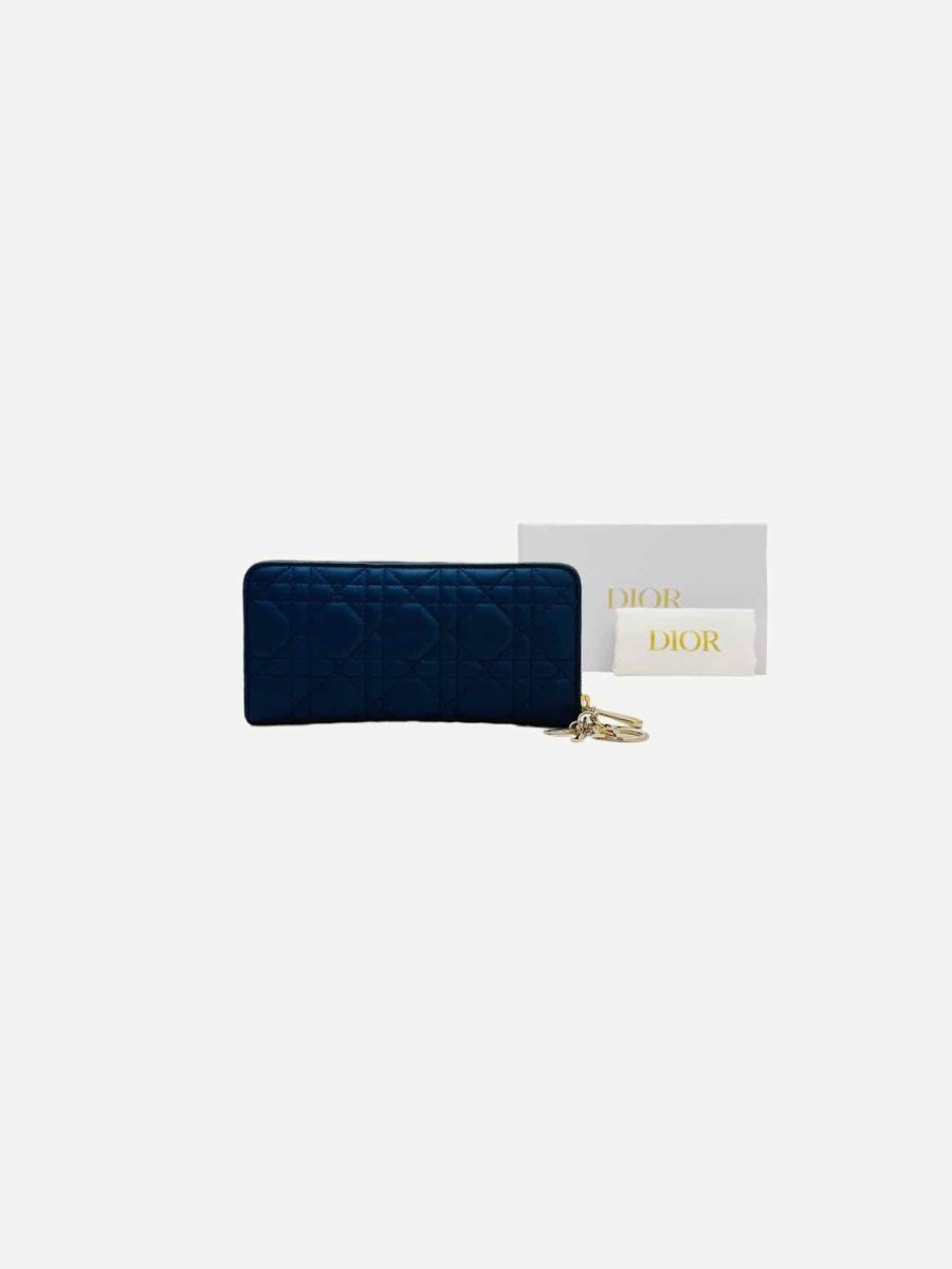 Pre-loved CHRISTIAN DIOR Lady Dior Blue Continental Wallet from Reems Closet