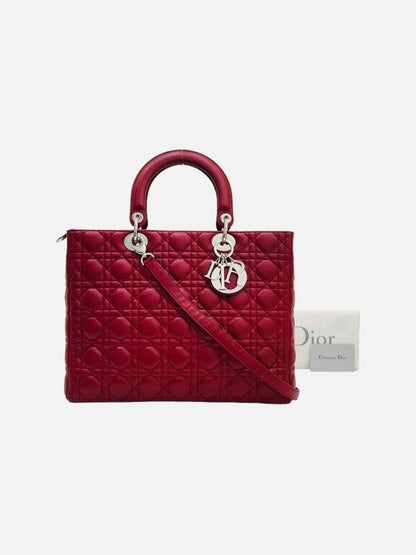 Pre-loved CHRISTIAN DIOR Lady Dior Red Cannage Tote Bag from Reems Closet