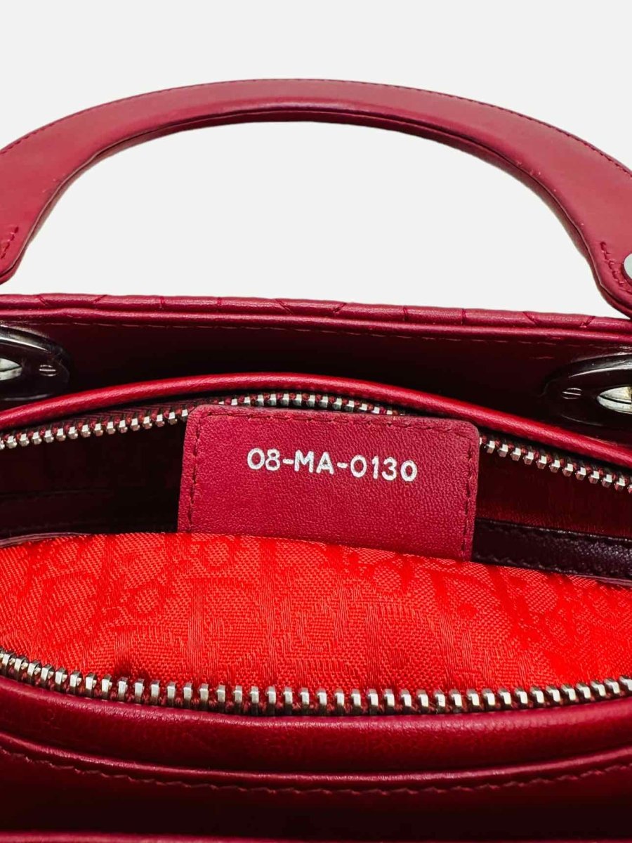 Pre-loved CHRISTIAN DIOR Lady Dior Red Cannage Tote Bag from Reems Closet