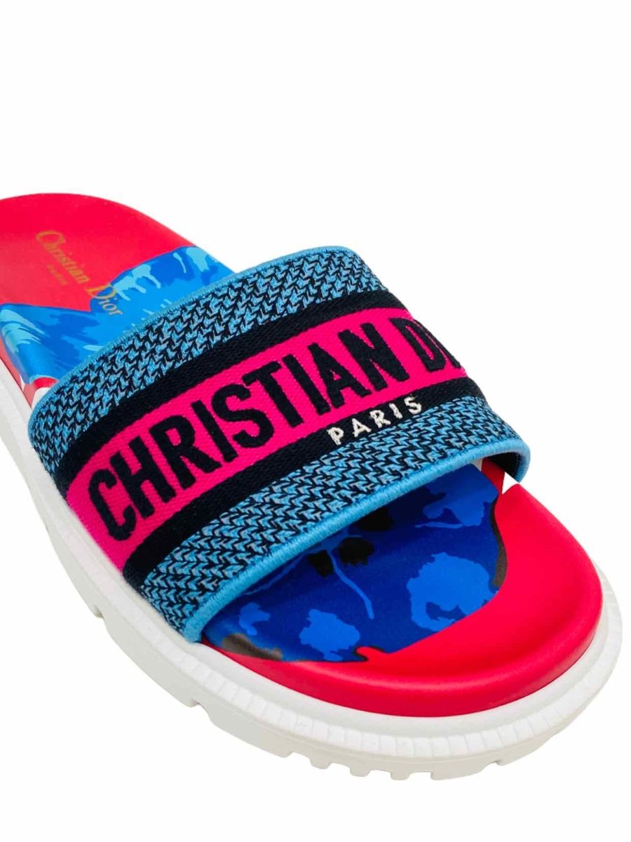 Pre-loved CHRISTIAN DIOR Slide Pink & Blue Sandals - Reems Closet