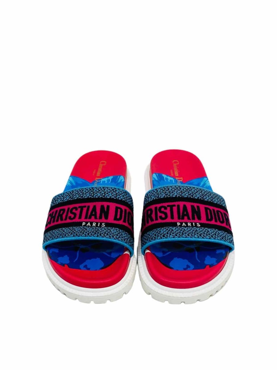 Pre-loved CHRISTIAN DIOR Slide Pink & Blue Sandals - Reems Closet
