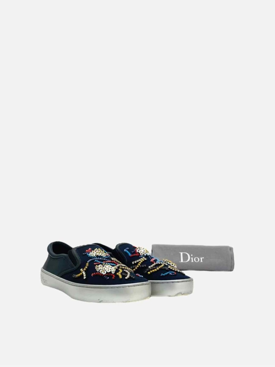Pre-loved CHRISTIAN DIOR Slip On Navy Blue Sneakers - Reems Closet