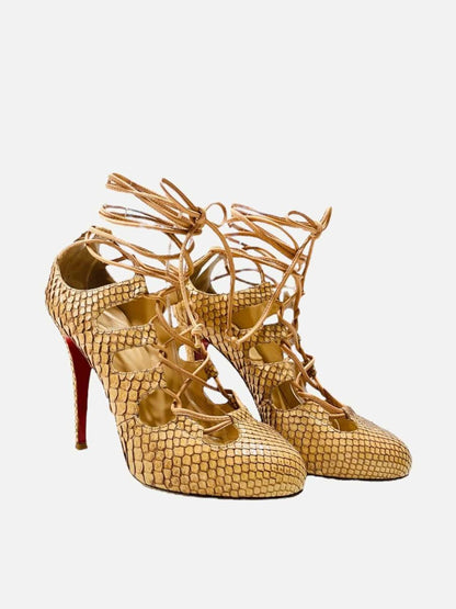 Pre-loved CHRISTIAN LOUBOUTIN Beige Heeled Sandals from Reems Closet